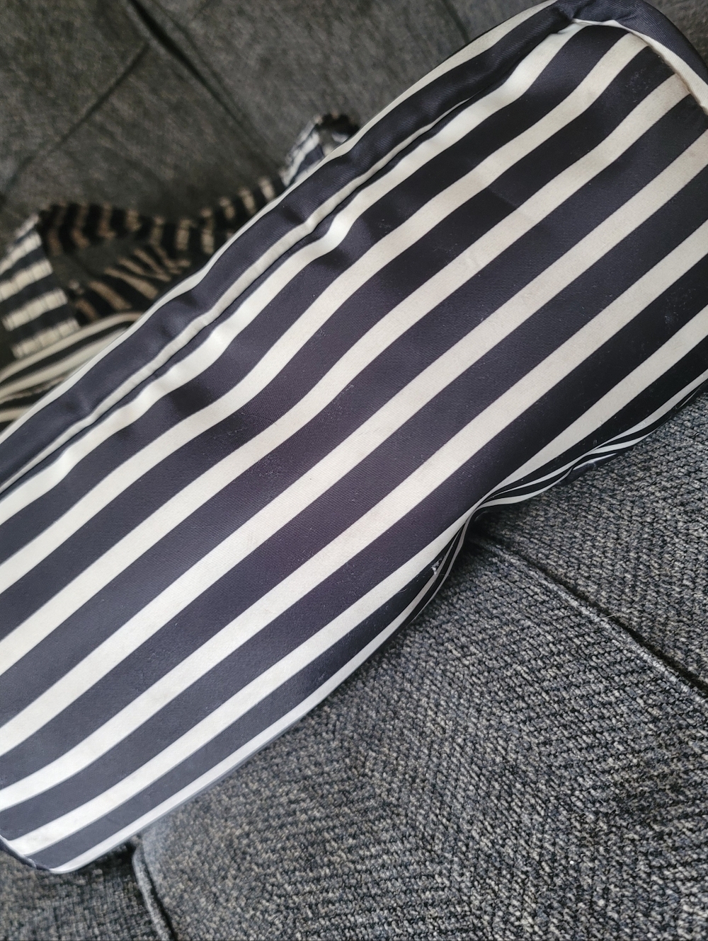Kate Spade Barbara Black And White Strip Nylon Tote - Picture 5 of 16